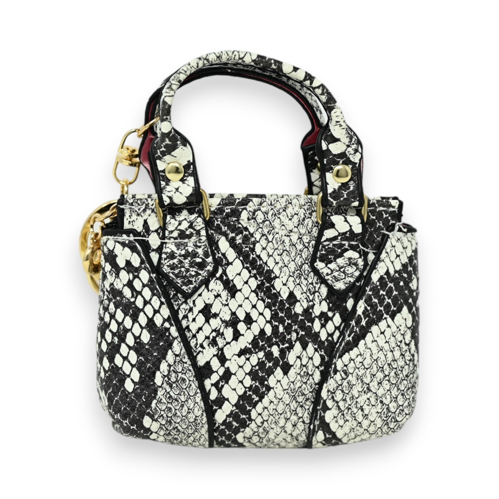 Porte clés porte monnaie imprimé serpent noir et blanc