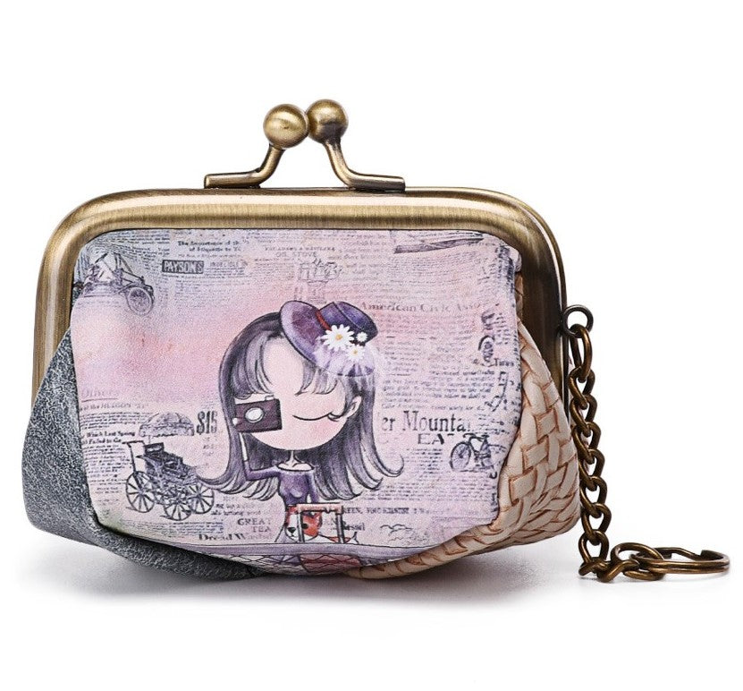 Porte-monnaie fille avec chapeau et appareil photo