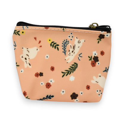 Porte monnaie motifs fleurs avec lapins