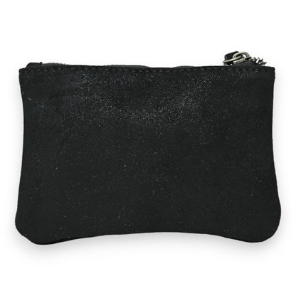 Porte monnaie tissu doux brillant noir étoile