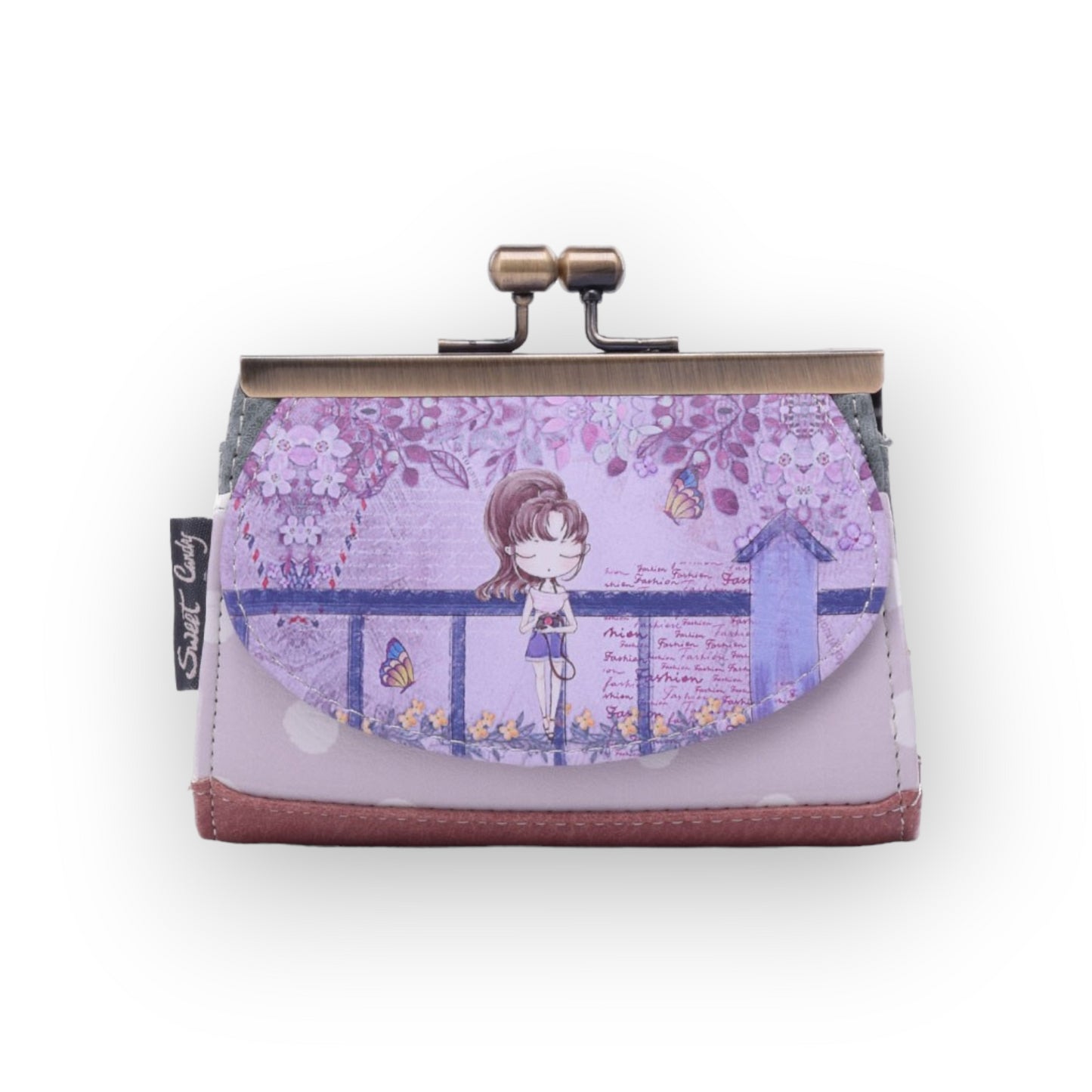 Porte-monnaie tons violet à fermoirs métal Sweet & Candy
