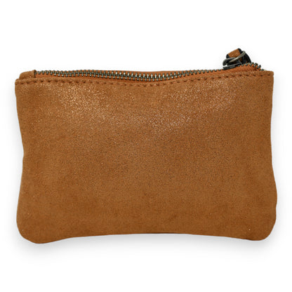 Porte monnaie tissu doux brillant camel étoile