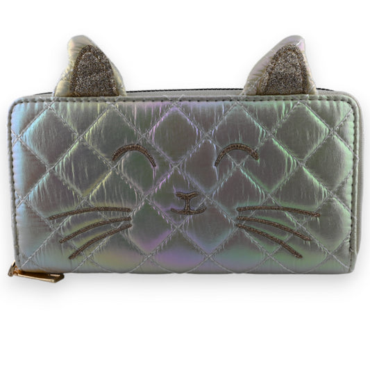 Portefeuille Chat matelassé blanc nacré