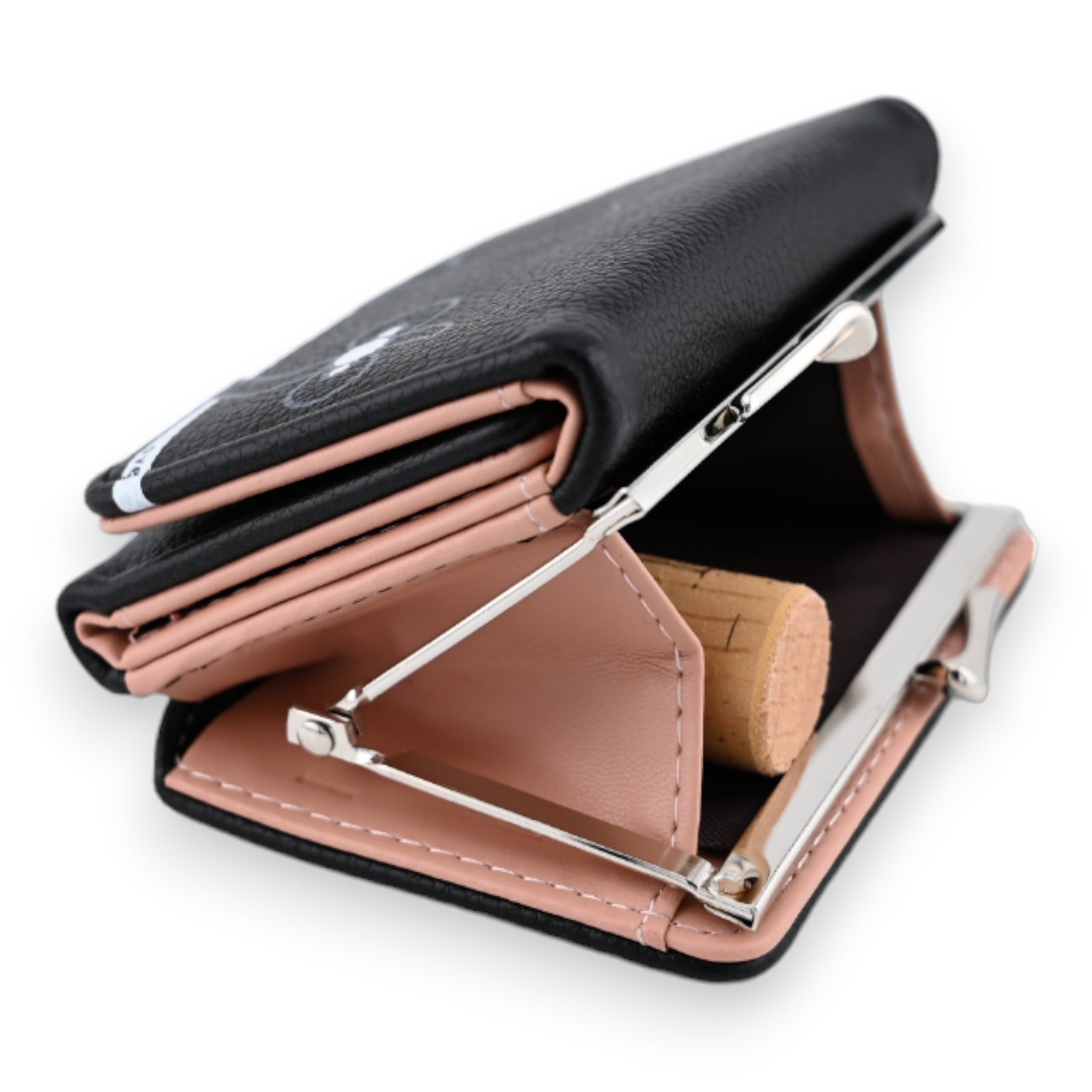 Petit portefeuille compact chat noir