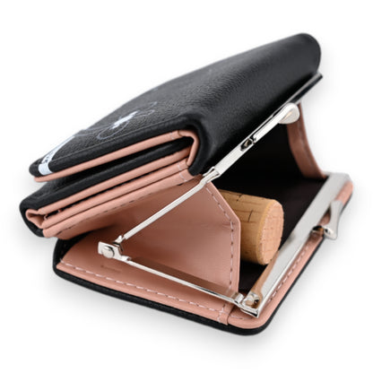 Petit portefeuille compact chat noir