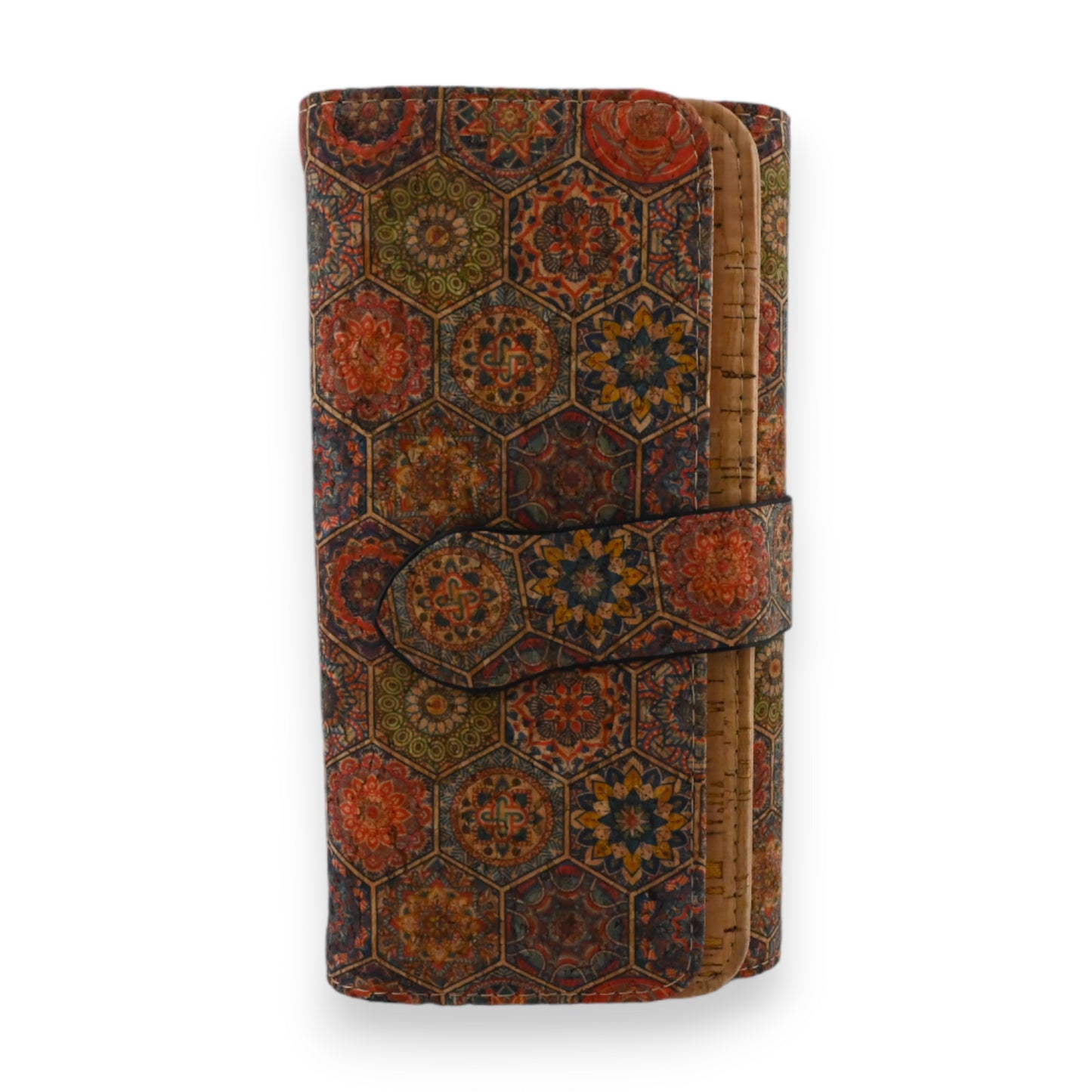 Portefeuille liège rosaces multicolores