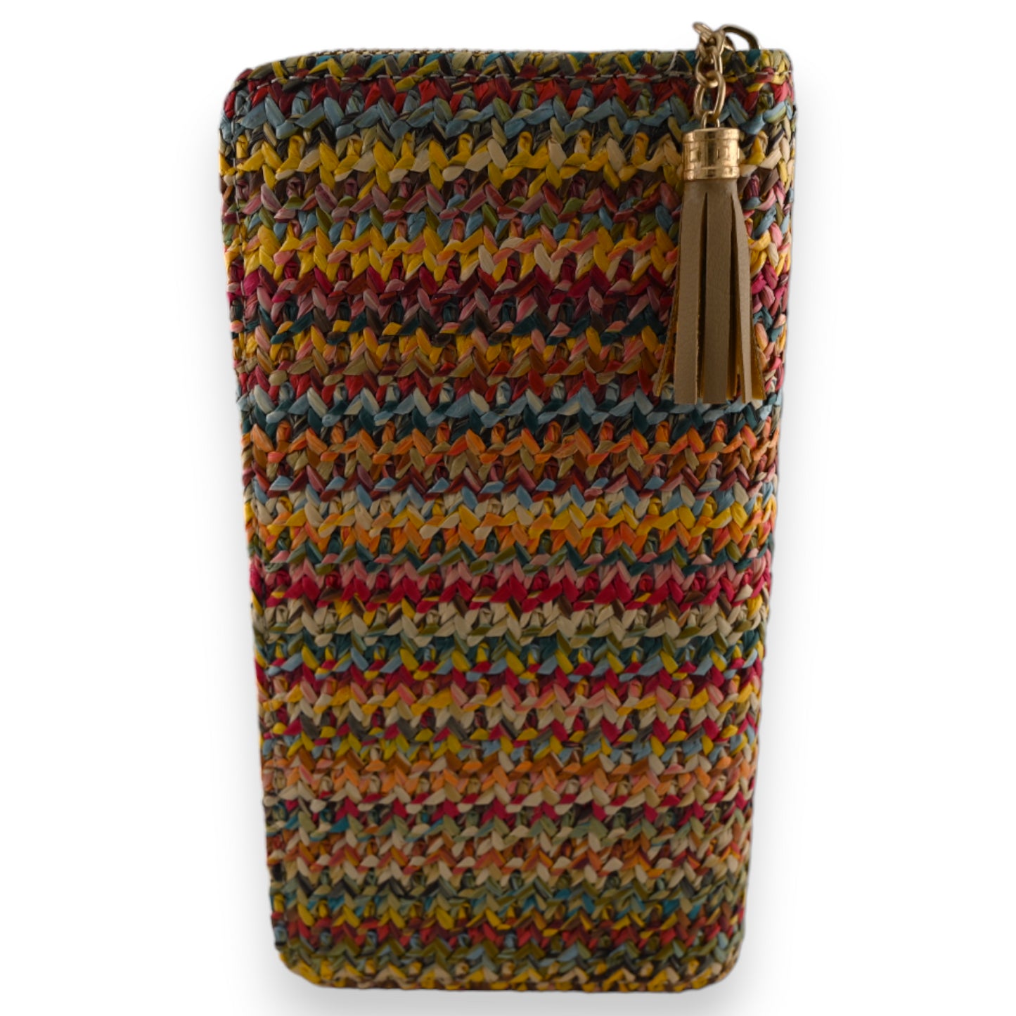 Portefeuille paille tressée multicolore