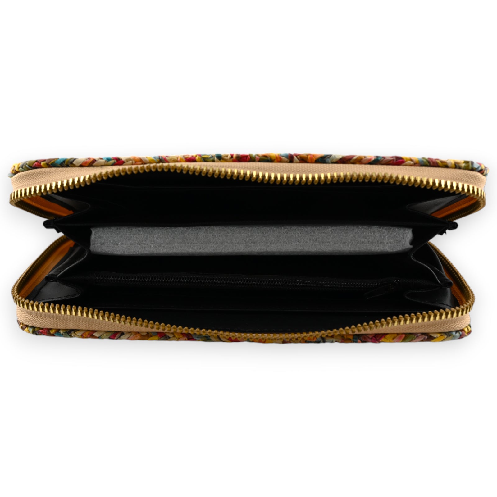 Portefeuille paille tressée multicolore