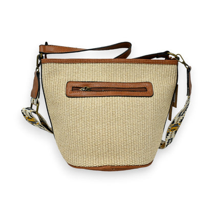 Sac bohème en paille avec bandoulière ethnique