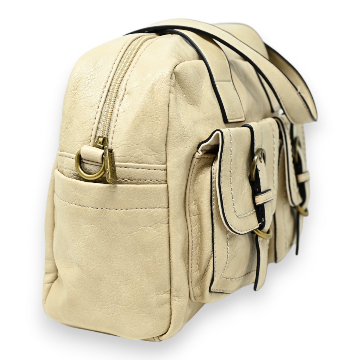 Sac à Main Double Poches Beige Style Vintage