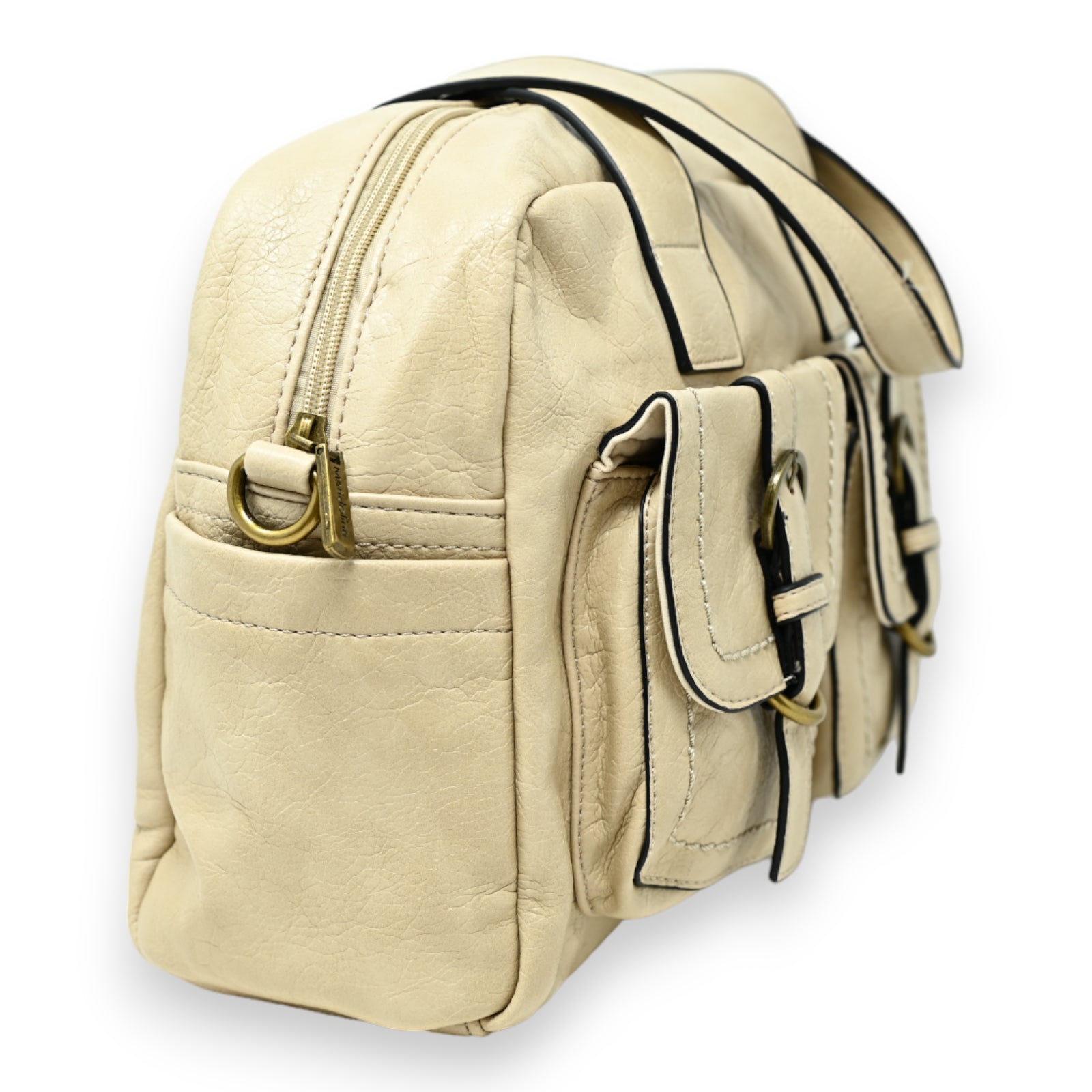 Sac à Main Double Poches Beige Style Vintage