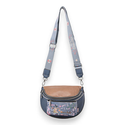 Sac banane bandoulière papillons Sweet & Candy bleu et camel