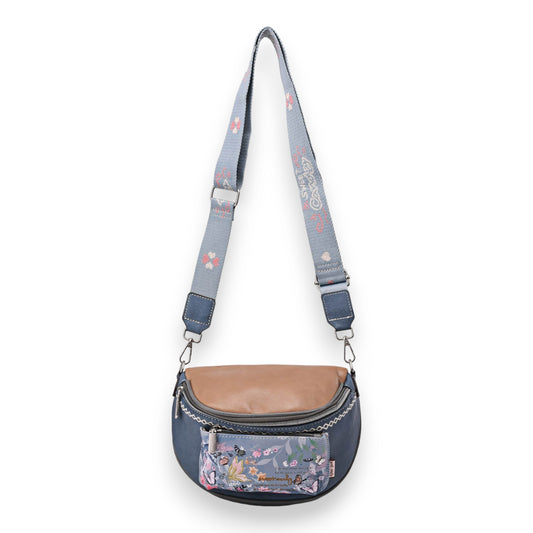 Sac banane bandoulière papillons Sweet & Candy bleu et camel