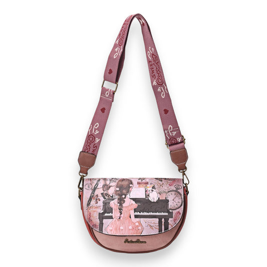 Sac bandoulière arrondi Sweet & Candy  petite fille au piano