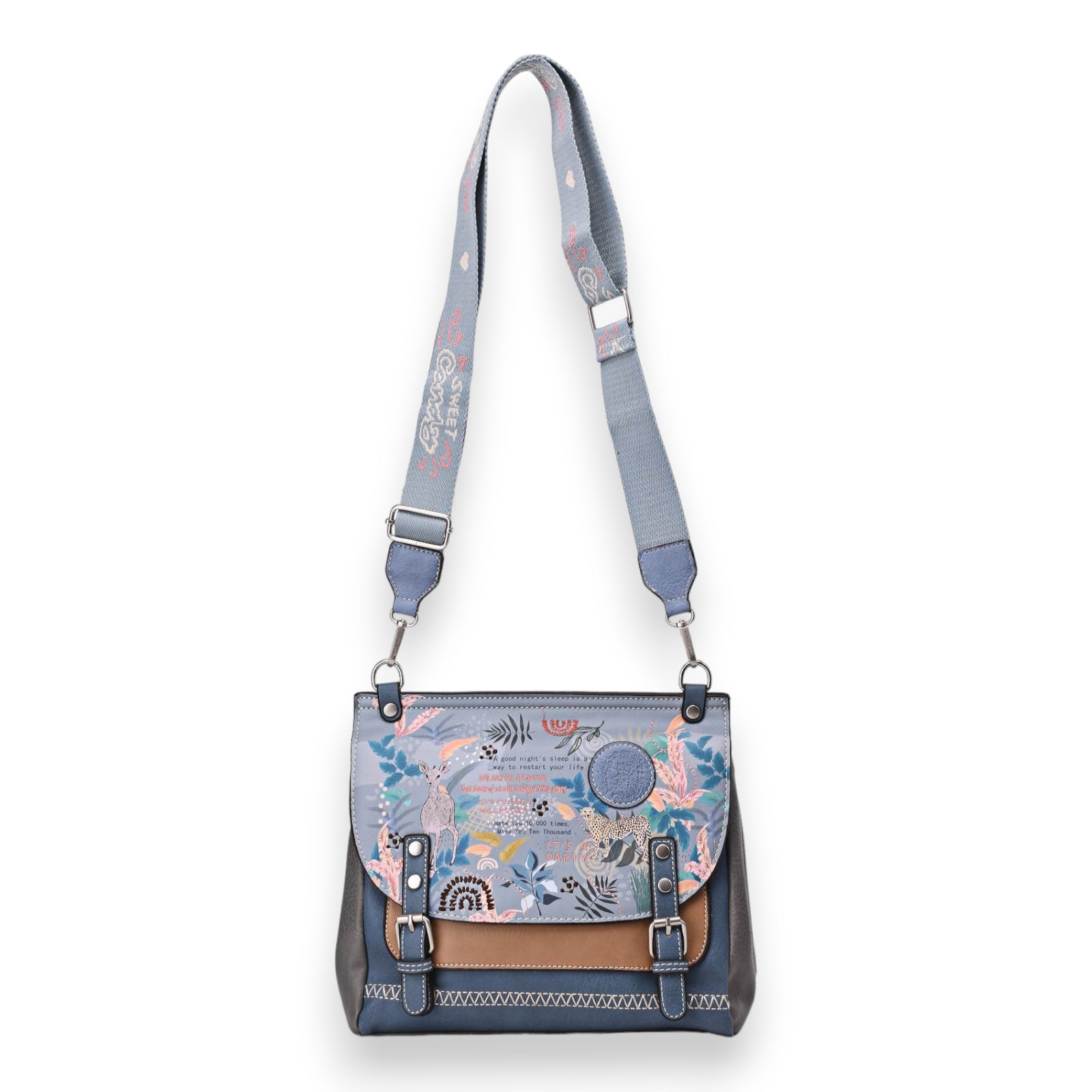 Sac bandoulière carré cartable Sweet & Candy bleu
