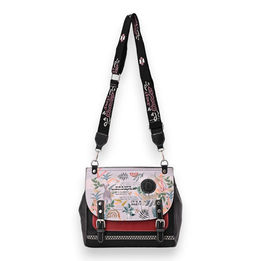 Sac bandoulière carré cartable Sweet & Candy rouge et noir