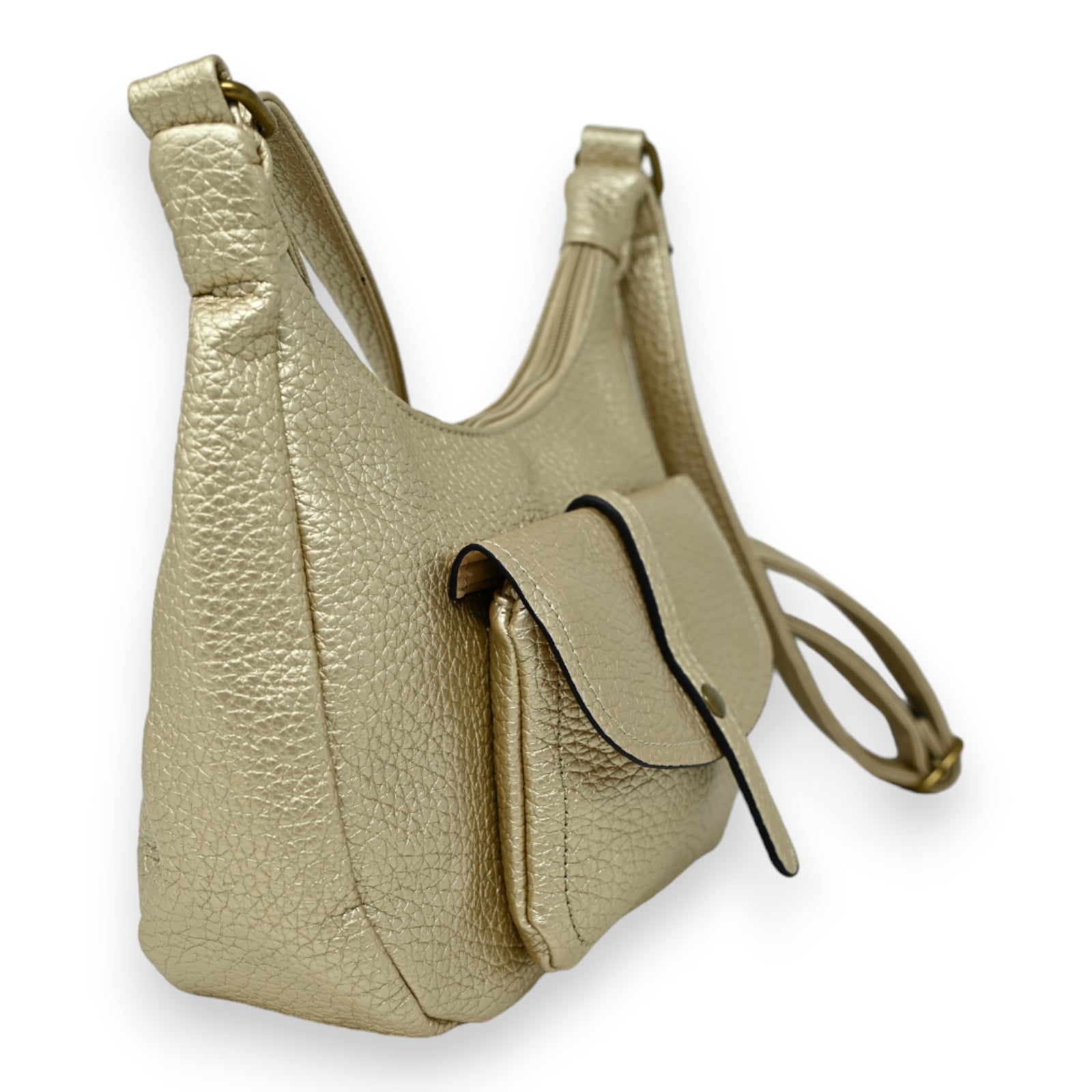 Sac bandoulière forme banane doré
