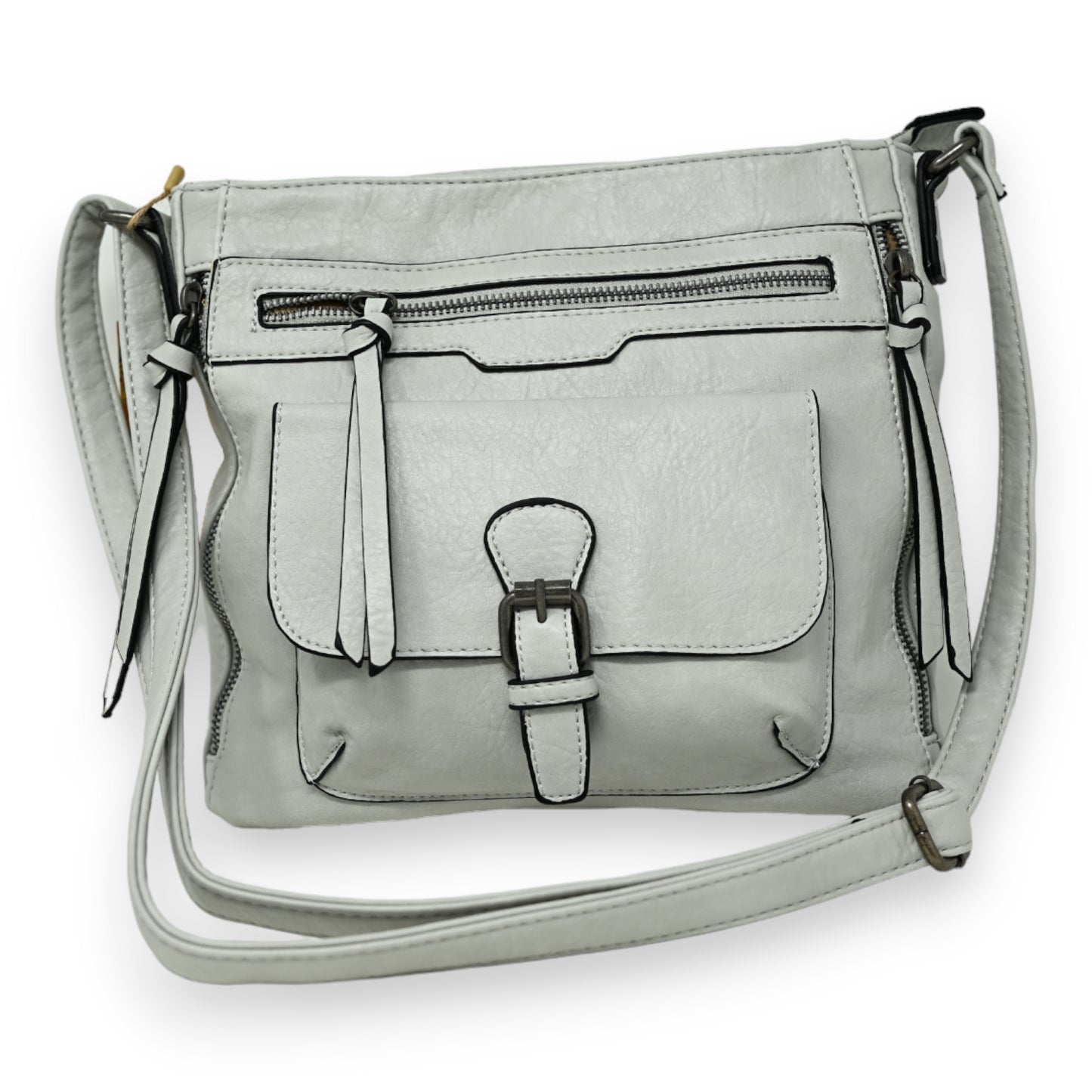 Sac bandoulière gris perle multi poches