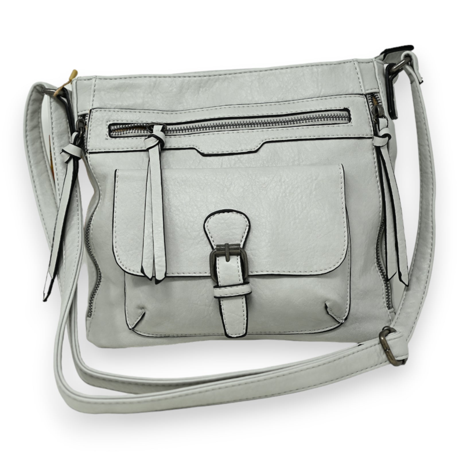 Sac bandoulière gris perle multi poches