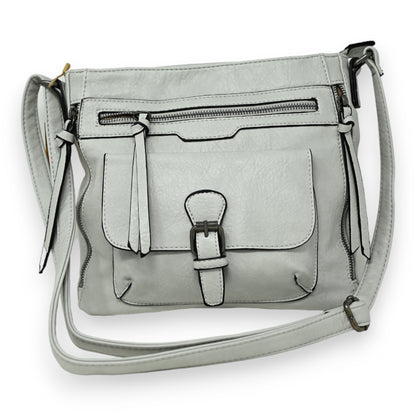Sac bandoulière gris perle multi poches