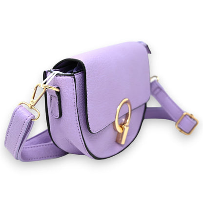 Sac bandoulière parme fermoir doré chic