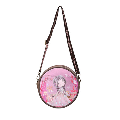 Sac bandoulière rond sweety candy dans les champs de fleurs