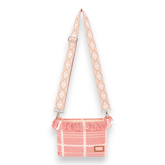 Sac bandoulière tissu David Jones rose
