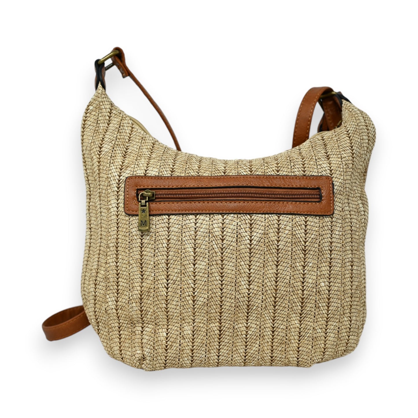 Sac bandoulière paille foncé forme banane