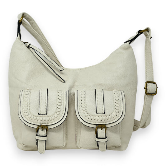 Sac bandoulière double poches beige