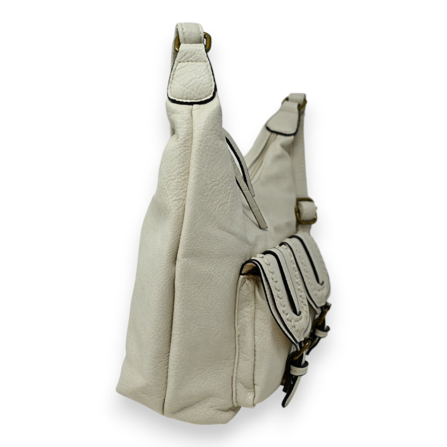 Sac bandoulière double poches beige