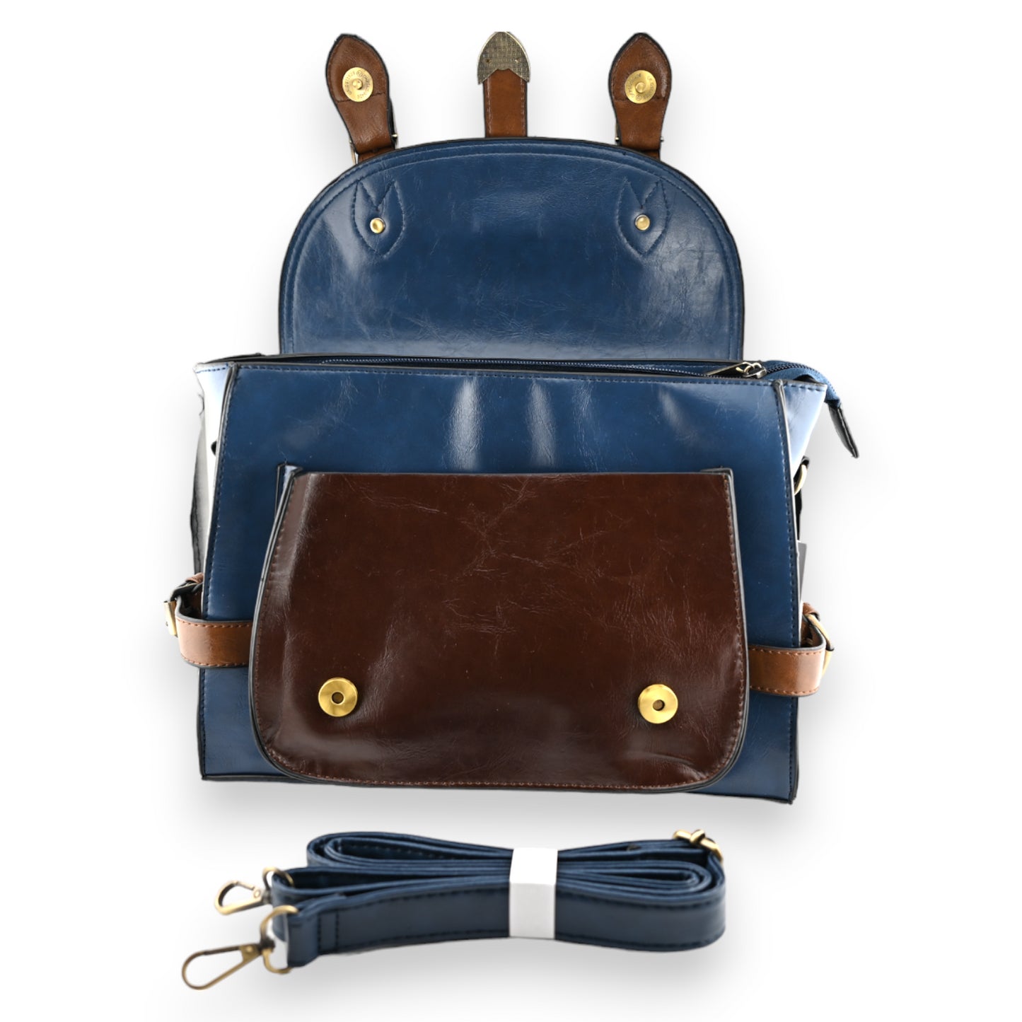 Sac cartable vintage grand format  bleu marron