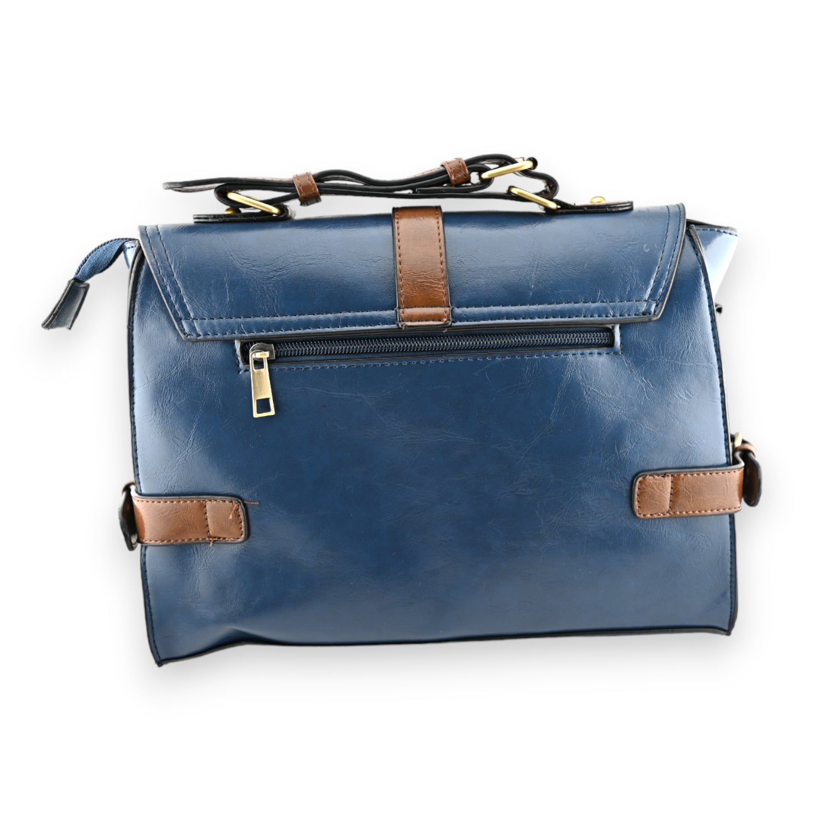 Sac cartable vintage grand format  bleu marron