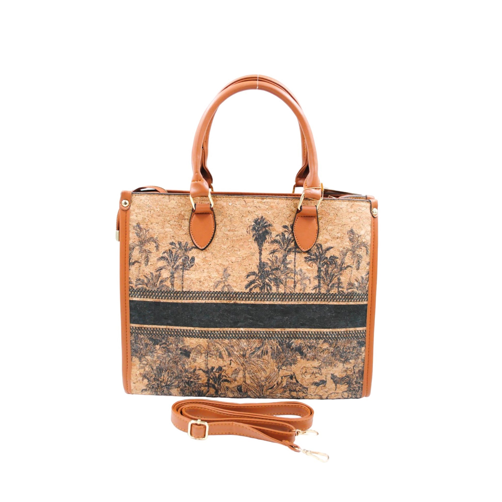 Sac en liège imprimé toile de jouy  bleu