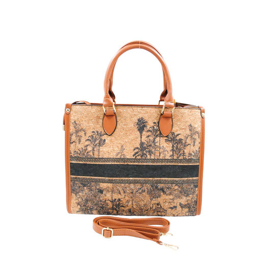 Sac en liège imprimé toile de jouy  bleu