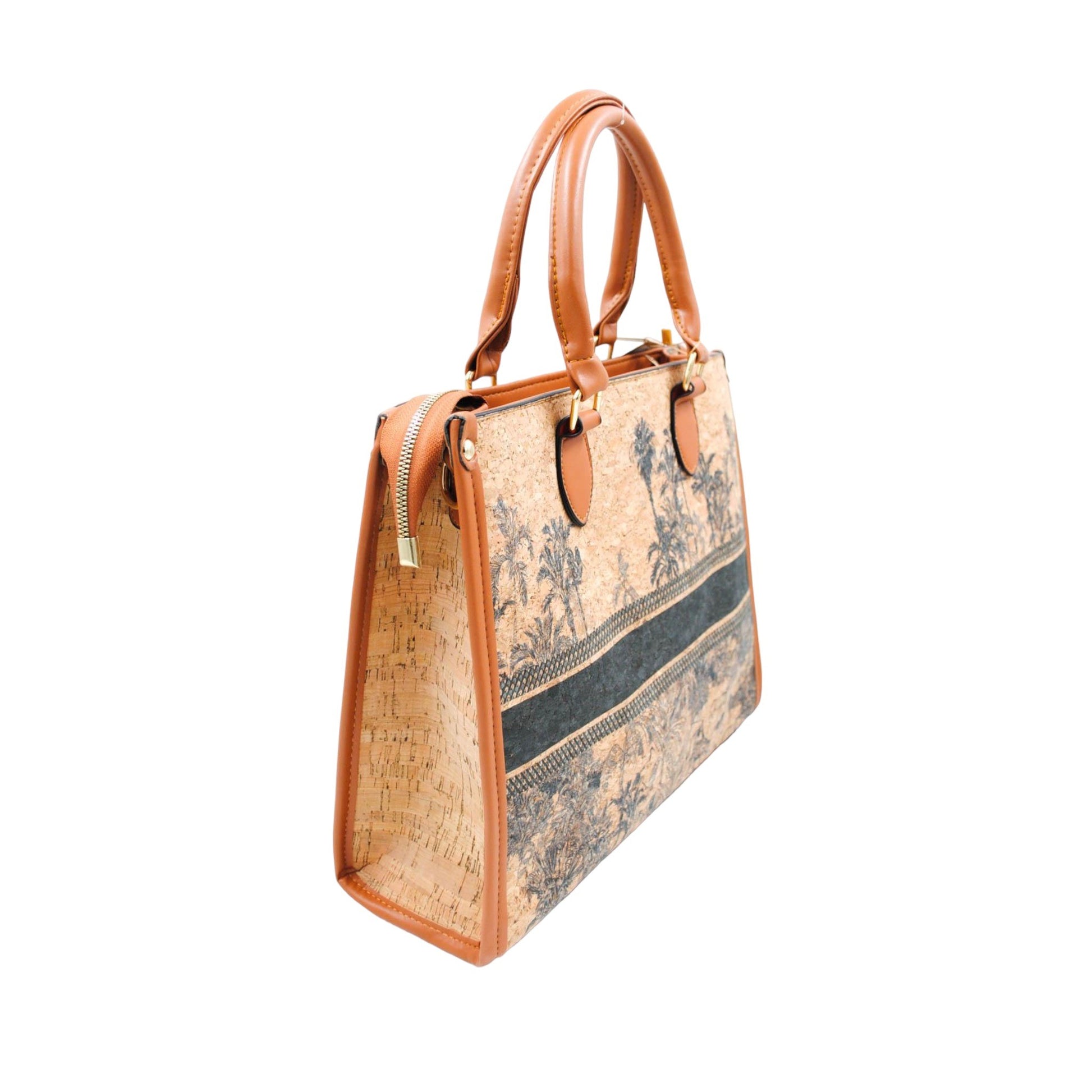 Sac en liège imprimé toile de jouy  bleu