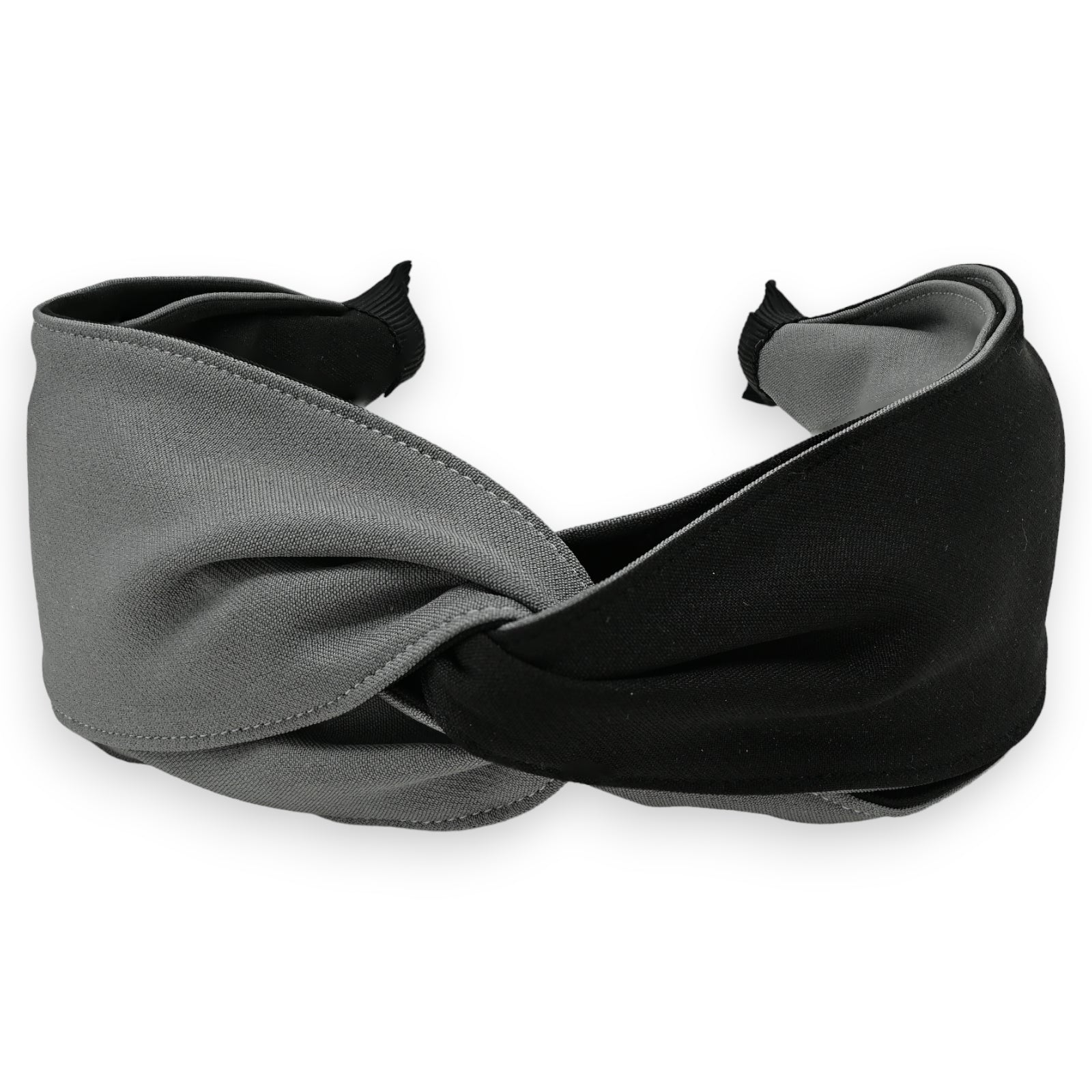 Serre tête large bicolore gris et noir