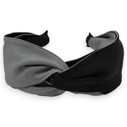 Serre tête large bicolore gris et noir