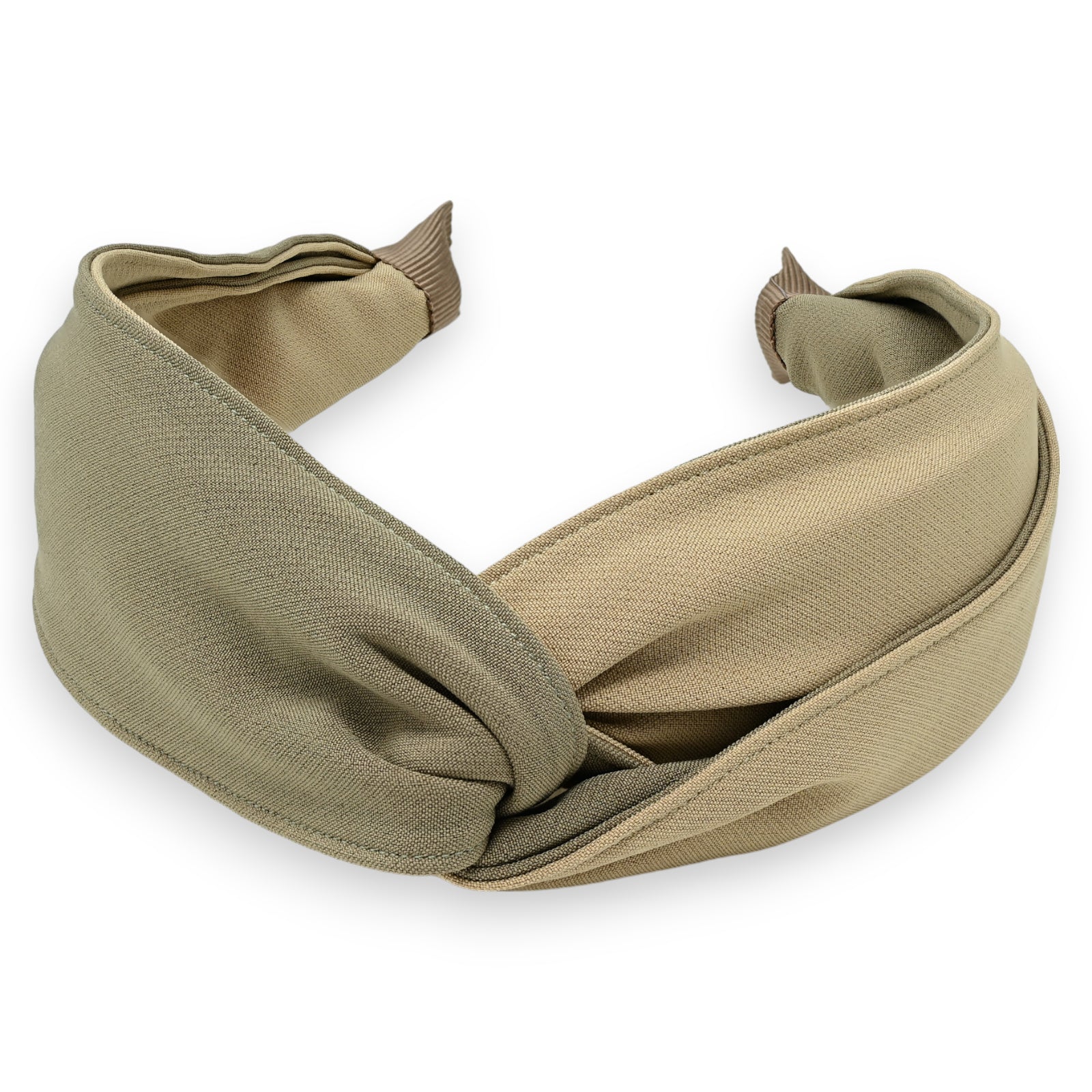 Serre tête large bicolore beige et taupe